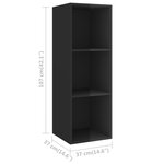 vidaXL Meuble TV mural Noir brillant 37x37x107 cm Bois d’ingénierie