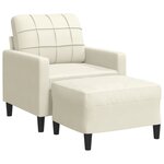 vidaXL Fauteuil avec repose-pied Crème 60 cm Velours