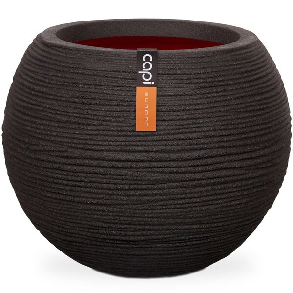 Capi Pot à fleurs Nature Rib rond 62x48 cm noir KBLR271