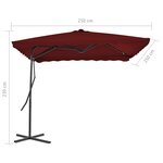 vidaXL Parasol d'extérieur avec mât en acier Bordeaux 250x250x230 cm