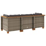 vidaXL Canapé de jardin avec coussins 3 places gris résine tressée
