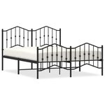 vidaXL Cadre de lit métal avec tête de lit/pied de lit noir 140x190 cm