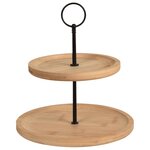 Excellent Houseware Plateau de service 2 niveaux bambou 16 5/21 5 cm
