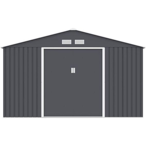 Abri de jardin en métal 10,78 m2 - Kit d'ancrage inclus - Gris anthracite