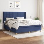 vidaXL Sommier à lattes de lit avec matelas Bleu 160x200 cm Tissu