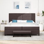 vidaXL Lit à ressorts avec matelas et banc brun foncé 200x200 cm tissu