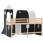 vidaXL Lit mezzanine enfants avec tour blanc/noir 80x200cm pin massif