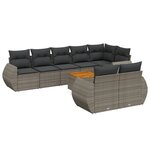 vidaXL Salon de jardin 9 Pièces avec coussins gris résine tressée