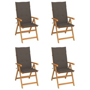 vidaXL Chaises de jardin lot de 4 avec coussins taupe Bois teck solide