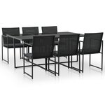 vidaXL Ensemble à manger d'extérieur 7Pièces coussins résine tressée noir