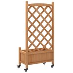 vidaXL Jardinière avec treillis et roues marron bois massif de sapin