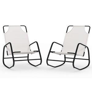 vidaXL Chaises longues à bascule lot de 2 crème acier et textilène