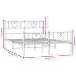 vidaXL Cadre de lit métal avec tête de lit/pied de lit blanc 140x190cm