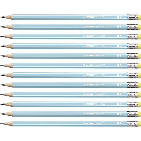 Crayon graphite pencil 160 bout gomme hb - bleu clair x 12 stabilo