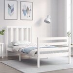 vidaXL Cadre de lit avec tête de lit blanc simple bois massif
