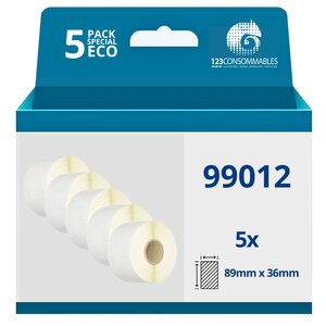 123CONSOMMABLES - Pack de 5 rouleaux Etiquettes compatibles avec DYMO LABELWRITER 99014 - 101 x 54 mm