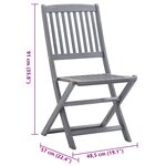 vidaXL Chaises pliables d'extérieur lot de 6 et coussins Bois d'acacia