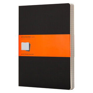 Set de 3 cahiers moleskine noir 19 x 25 cm ivoire ligné 120 pages