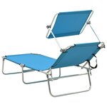 vidaXL Chaise longue pliable avec auvent bleu aluminium