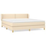 vidaXL Sommier à lattes de lit avec matelas Crème 160x200 cm Tissu