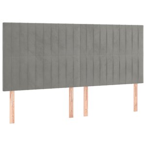 vidaXL Têtes de lit 4 Pièces Gris clair 90x5x78/88 cm Velours