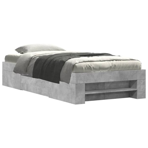 vidaXL Cadre de lit gris béton 90x190 cm bois d'ingénierie