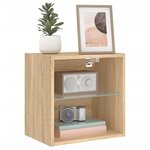 vidaXL Table de chevet murale avec lumières LED chêne sonoma