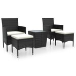 vidaXL Ensemble de bistro de jardin 5 Pièces poly rotin et verre trempé
