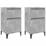 vidaXL Tables de chevet 2 Pièces gris béton 40x35x70 cm