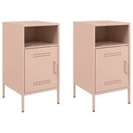 vidaXL Tables de chevet 2 Pièces rose 36x39x68 cm acier laminé à froid