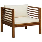 vidaXL Salon de jardin 6 Pièces avec coussin crème Bois d'acacia solide