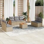 vidaXL Salon de jardin avec coussins 8 Pièces beige résine tressée