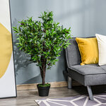 Outsunny Arbre artificiel olivier plante artificiel hauteur 1 2 m tronc branches lichen feuilles grand réalisme pot inclus