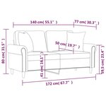 vidaXL Canapé 2 places avec oreillers crème 140 cm similicuir