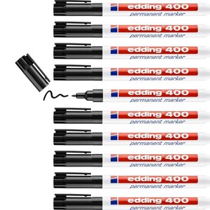 Marqueur Permanent 400 Noir Pointe Fine 1 mm x 10 EDDING