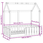 vidaXL Cadre de lit d'enfants forme de maison 70x140cm bois pin massif