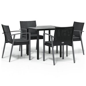 vidaXL Ensemble à manger de jardin 5 Pièces coussins résine tressée acier