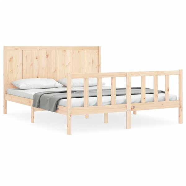 vidaXL Cadre de lit avec tête de lit 160x200 cm bois massif