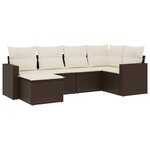 vidaXL Salon de jardin avec coussins 6 Pièces marron résine tressée