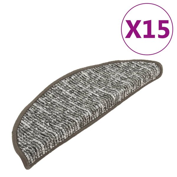 vidaXL Tapis de marches d'escalier 15 Pièces Anthracite 56x17x3 cm