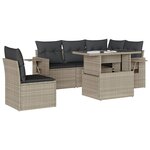 vidaXL Salon de jardin 6 Pièces avec coussins gris clair résine tressée