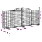 vidaXL Paniers à gabions arqués 7 Pièces 300x30x120/140 cm fer galvanisé