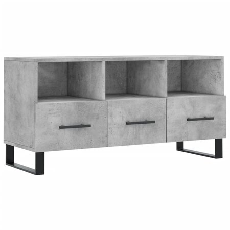 vidaXL Meuble TV gris béton 102x36x50 cm bois d'ingénierie