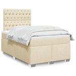 vidaXL Sommier à lattes de lit avec matelas Crème 120x200 cm Tissu