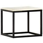 vidaXL Table basse Blanc 40x40x35 cm Pierre véritable texture marbre