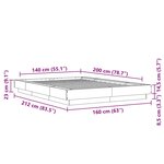 vidaXL Cadre de lit chêne fumé 140x200 cm bois d'ingénierie