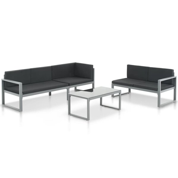 vidaXL Salon de jardin 3 Pièces et coussins Aluminium Noir