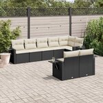 vidaXL Salon de jardin 8 Pièces avec coussins noir résine tressée