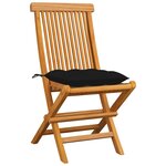 vidaXL Chaises de jardin et coussins noir lot de 8 Bois de teck massif