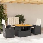 vidaXL Ensemble à manger de jardin 4 Pièces avec coussins noir